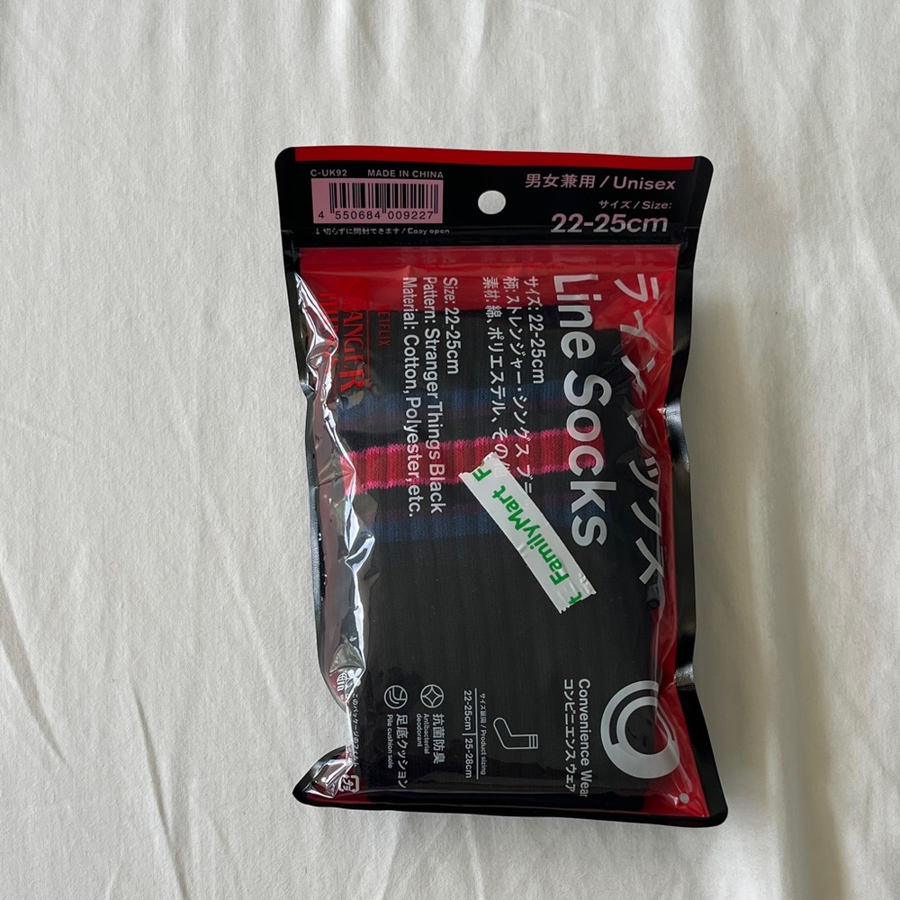 Rare Netflix Stranger Things Black Line Socks - Black